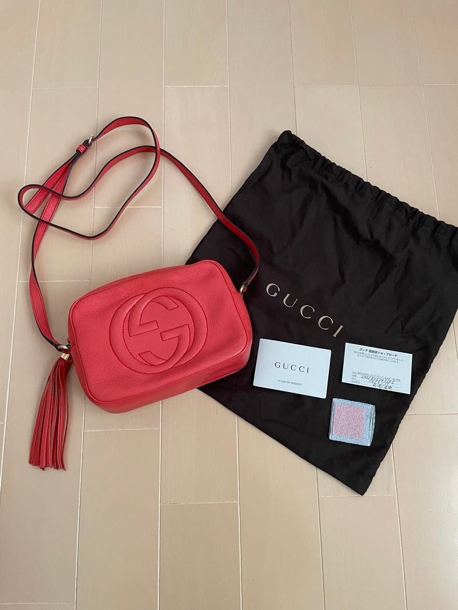 GUCCI グッチ SOHO ソーホー マーモント レザー ショルダーバッグ ピンク