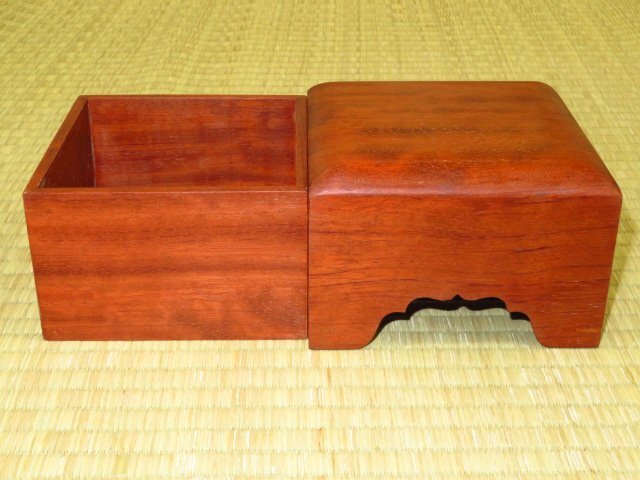 ^ less ./ black persimmon * chinese quince, shogi piece box 2 piece set ^ freebie attaching 