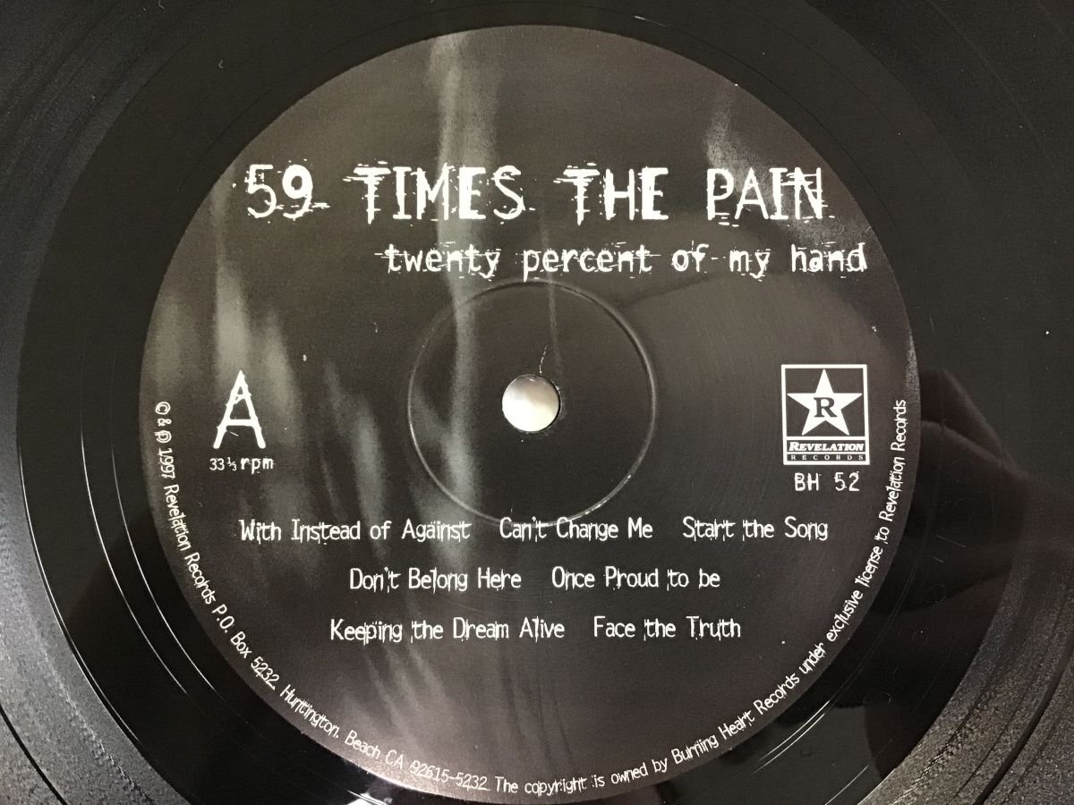 LP / 59 TIMES THE PAIN / TWENTY PERCENT OF MY HAND / US盤 [5010RR]_画像3