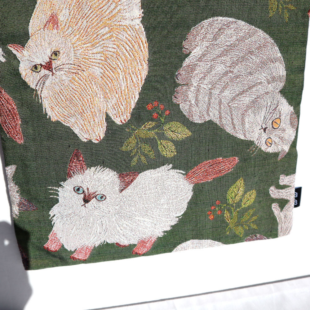 m.m 松尾ミユキ Matsuo Miyuki ゴブラン織り トートバッグ Matsuo Miyuki Rectangle tote bag Cat&Leaf ねこ 猫 110093_画像9