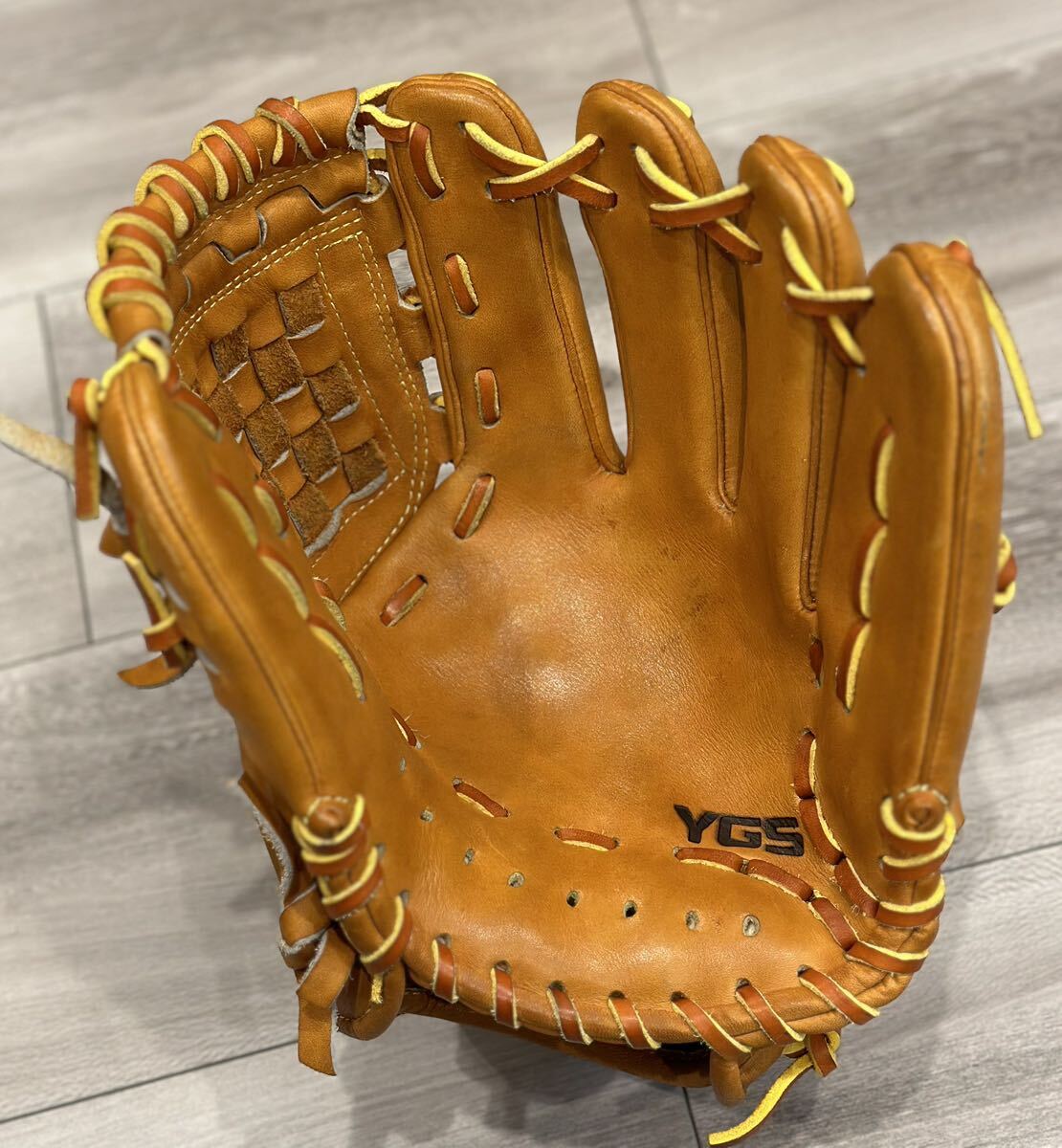 【廃番品】山本グラブスタジオ　YGSセンス　硬式内野用　YI17 Jステアテンション　タン　水拭き乾拭きのみ　ノンオイル　_画像5