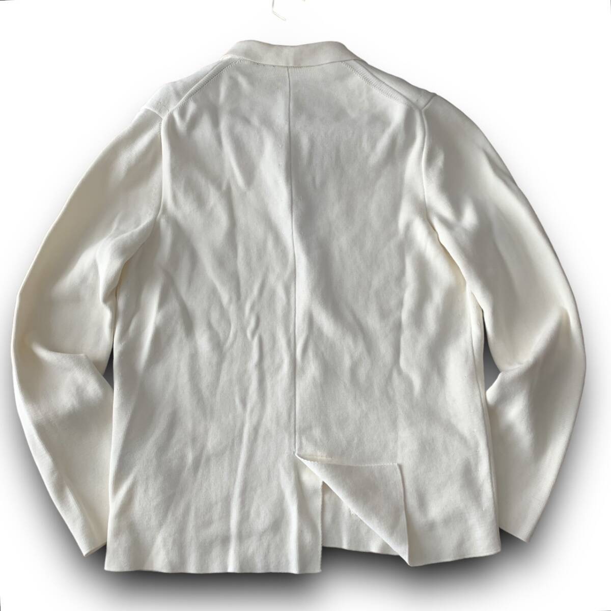 C05 美品 極上ミラノリブ 定価12万 Lぐらい 48『ドルモア Drumohr』上質なニット素材 テーラード ジャケット ブルゾン オフホワイト 白の画像3