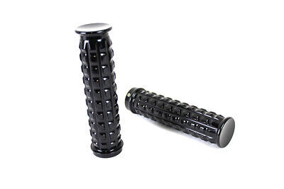 Black Grained Style Handlebar Grip Set fits Harley Davidson 海外 即決