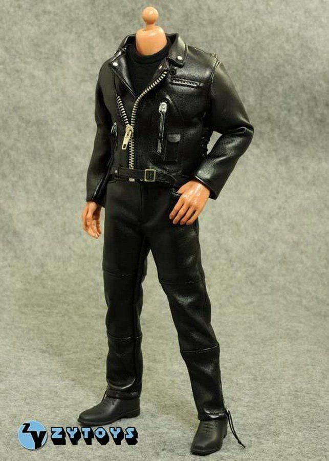 1/6 T-800 Arnold Leather Motorcycle Jacket Set For 12" Hot Toys Figure USA 海外 即決_1/6 T-800 Arnold L 2