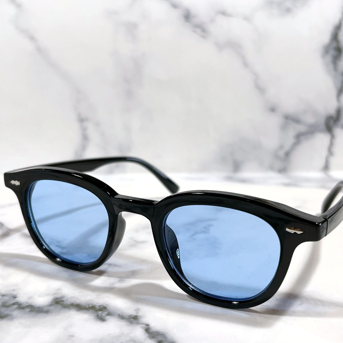 韓国 メガネ クリア サングラス 眼鏡 アイウェア ブラック ブルー_画像1