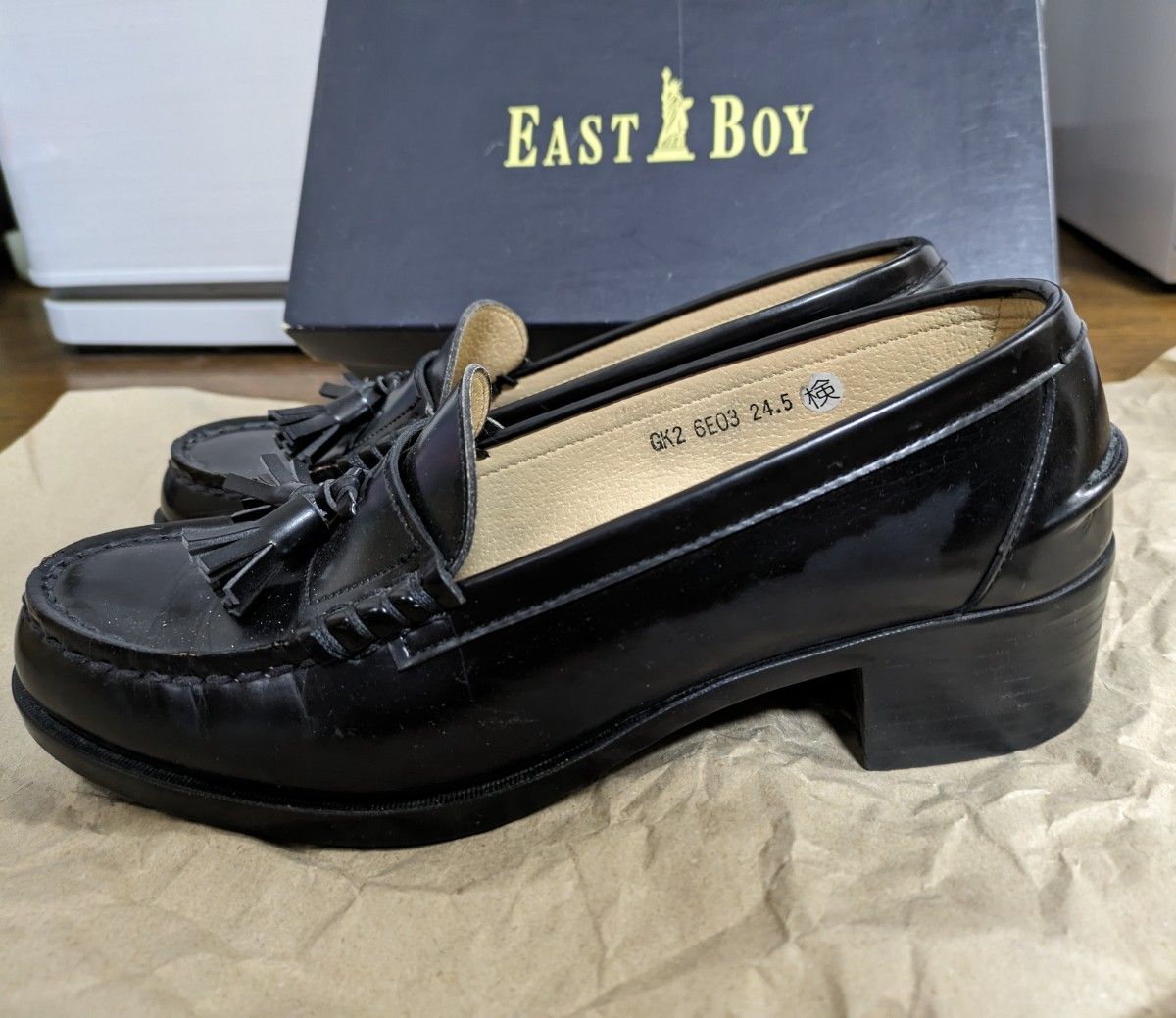 EAST BOY 革靴 ローファー ブラック レザーシューズ タッセル EAST BOY 革靴 ローファー ブラック レザーシューズ タッセル
