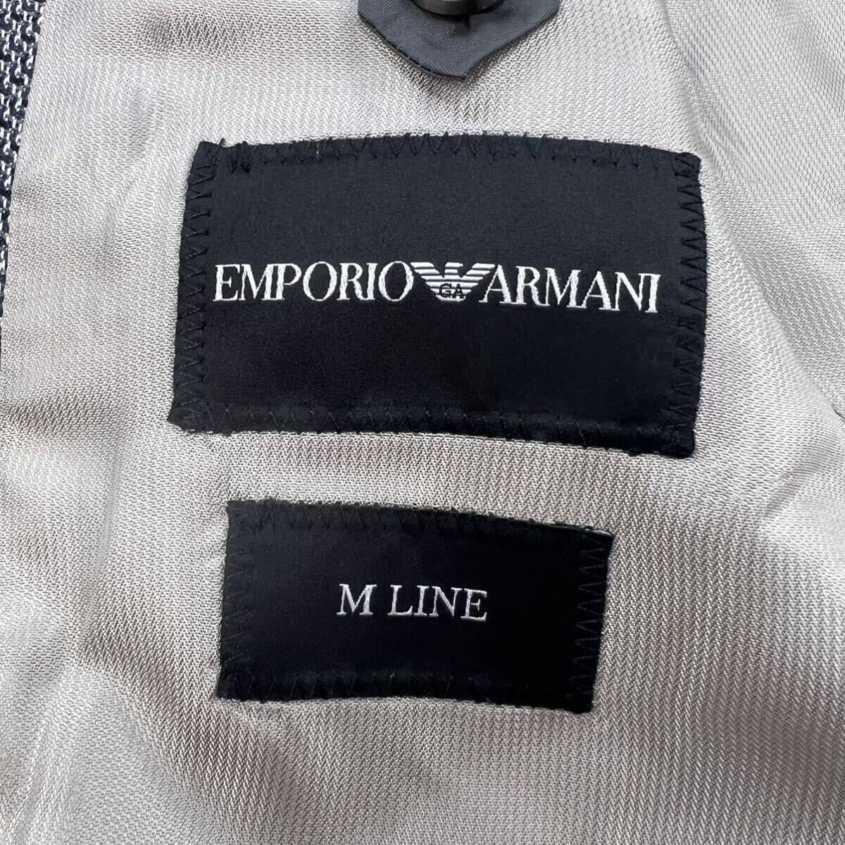 エンポリオアルマーニ『シックな高級感』EMPORIO ARMANI テーラードジャケット 46 M M LINE 総柄 EXCLUSIVE FABRIC ストレッチ◎ グレー 春_画像7