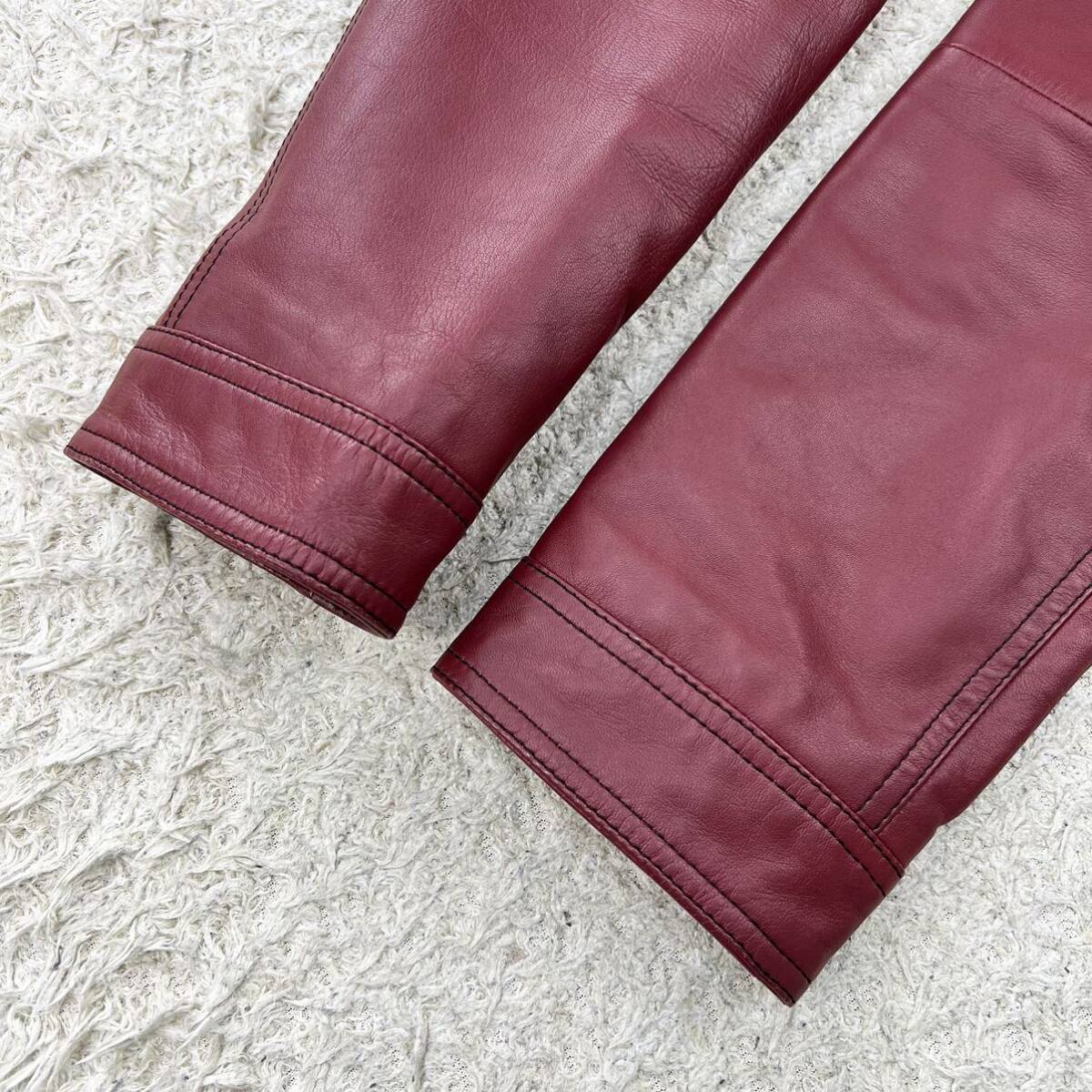  unused class!!! rose si[ emperor. ..]barassi rider's jacket 46 L sheep leather ram leather lining total pattern quilting illusion one class goods * knitting red spring 