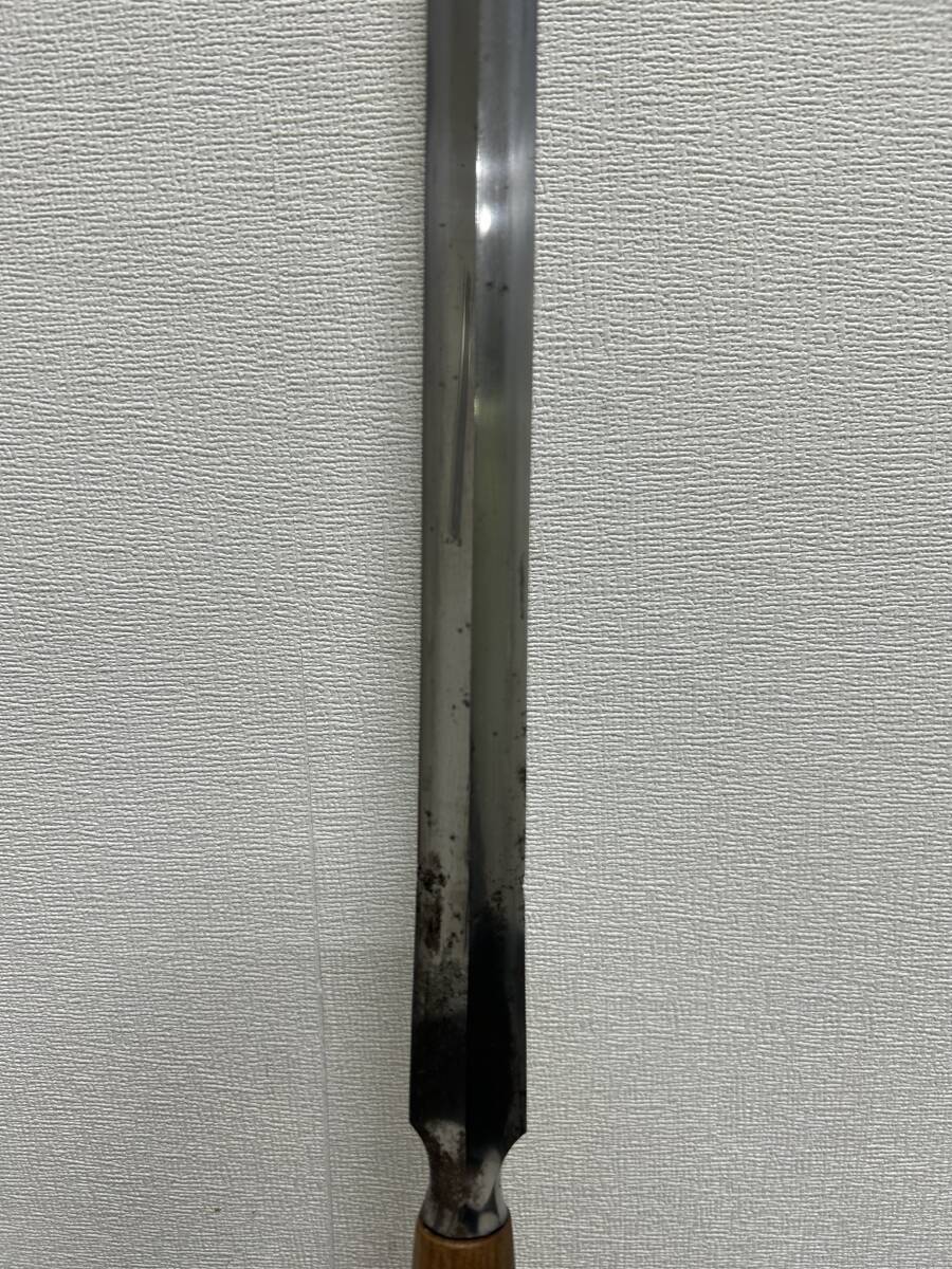 0603-81 0996[1 jpy start ] armor spear length :44.5cm curve : none eyes nail hole :1 piece inscription : table country . reverse side none collection 