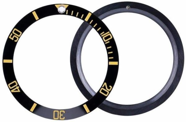 送料無料…ROLEX ロレックス サブマリーナ セラミック ベゼル 腕時計 ダイバーウォッチベゼル インサート (ブラック/ゴールド）社外品の画像3