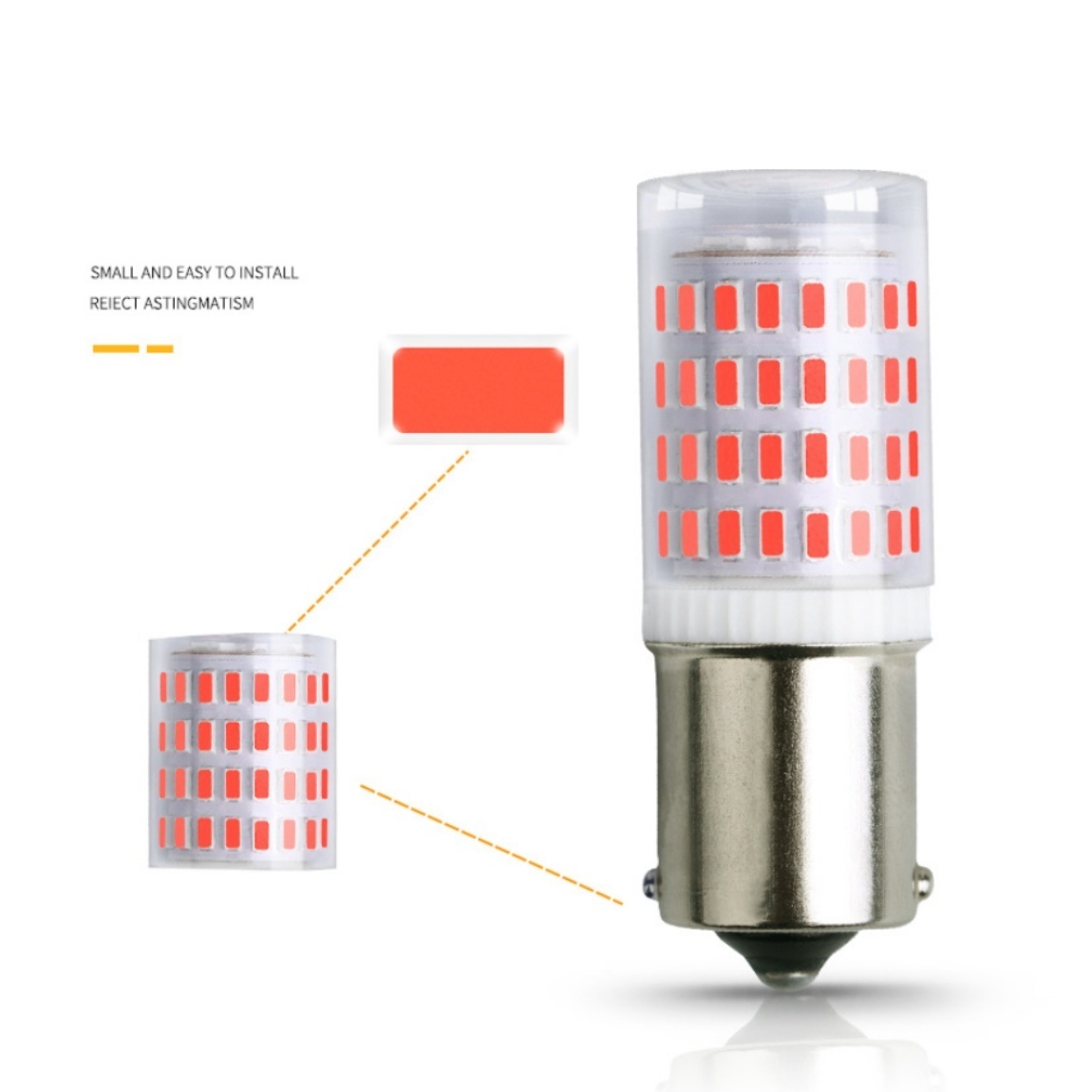 80連 爆光LED S25 ダブル球 ブレーキランプ ストップランプ テールランプ 赤 レッド 高輝度SMD 4個セット_画像8