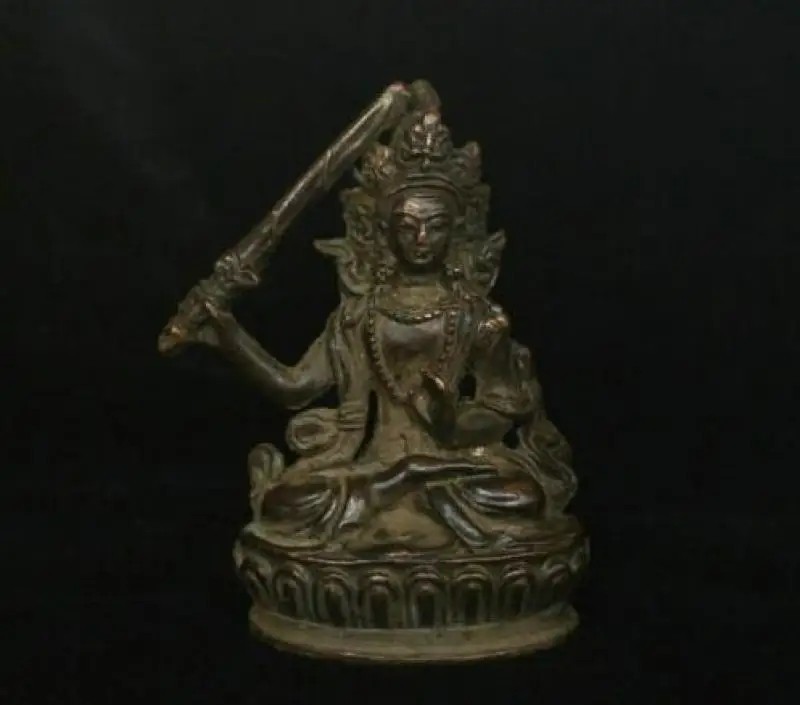 仏教美術 文殊菩薩　古銅 仏教古美術 銅仏像 古美術_画像2