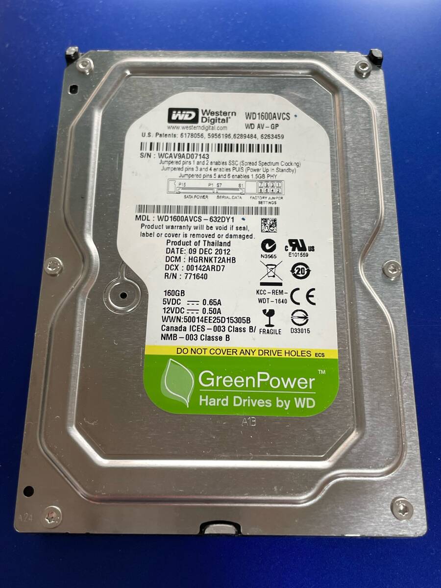 WD、3.5インチHDD、160GB、SATA、WD1600AVCS、WCAV9AD07143_画像1