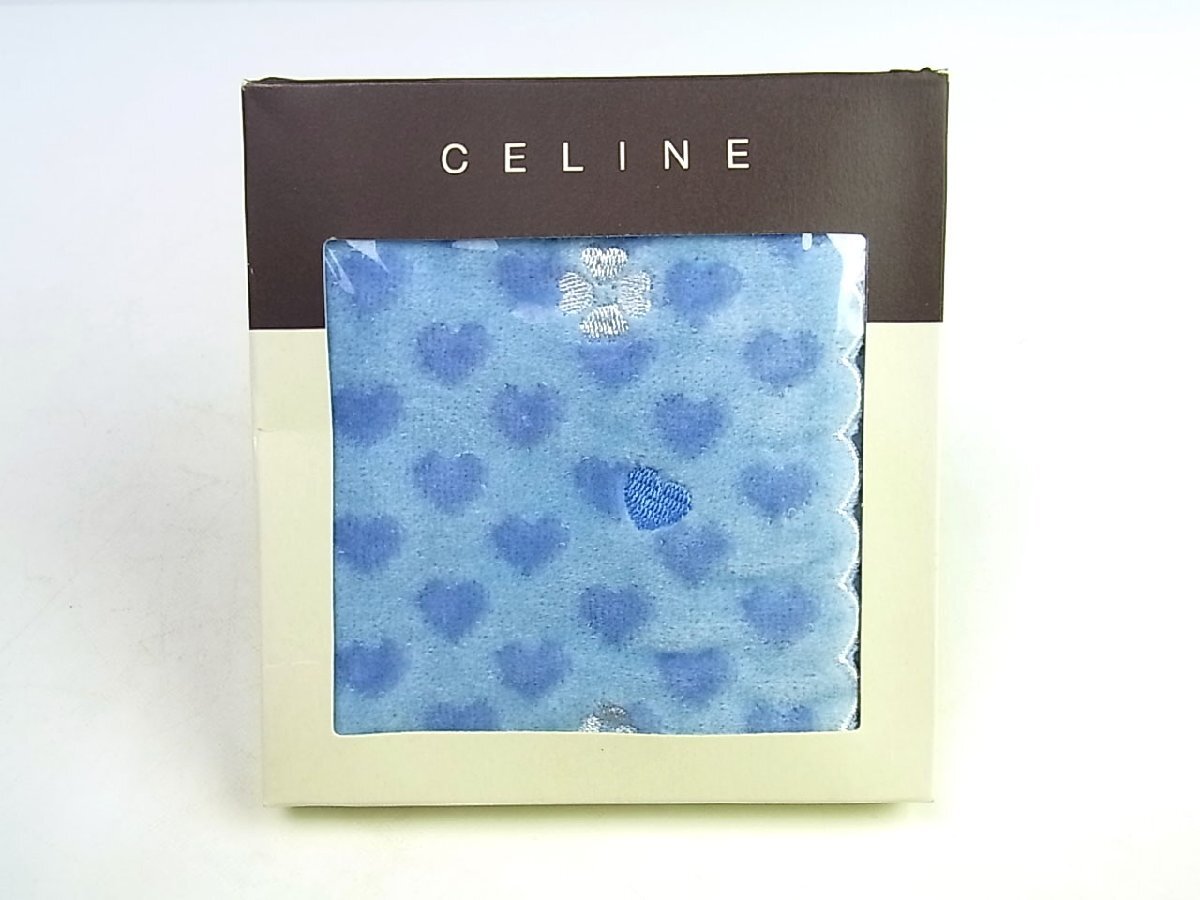 ◆未使用◆CELINE/セリーヌ◆ハンカチ×3枚＋タオルハンカチ×2枚◆計5枚セット◆日本製◆ピンク/水色/緑系◆マカダム◆ロゴ◆綿/絹◆_画像2