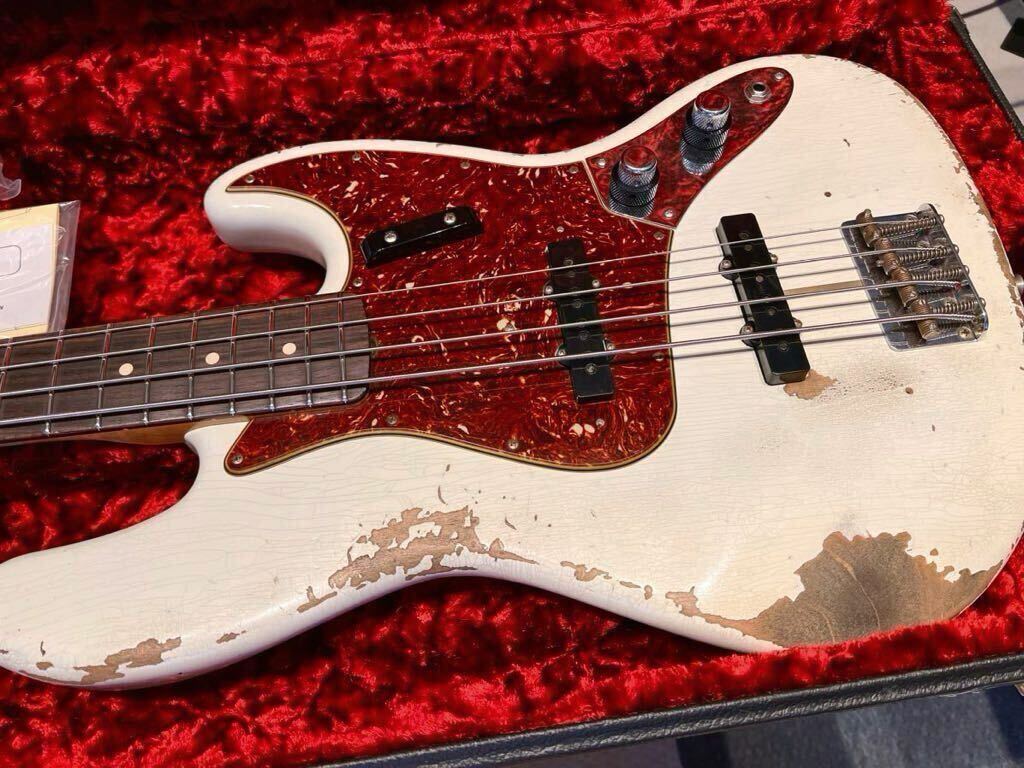 【GW値引き】Fender Custom Shop 1961 Jazz Bass Heavy Relic (Aged Olympic White) 2019年製の画像2
