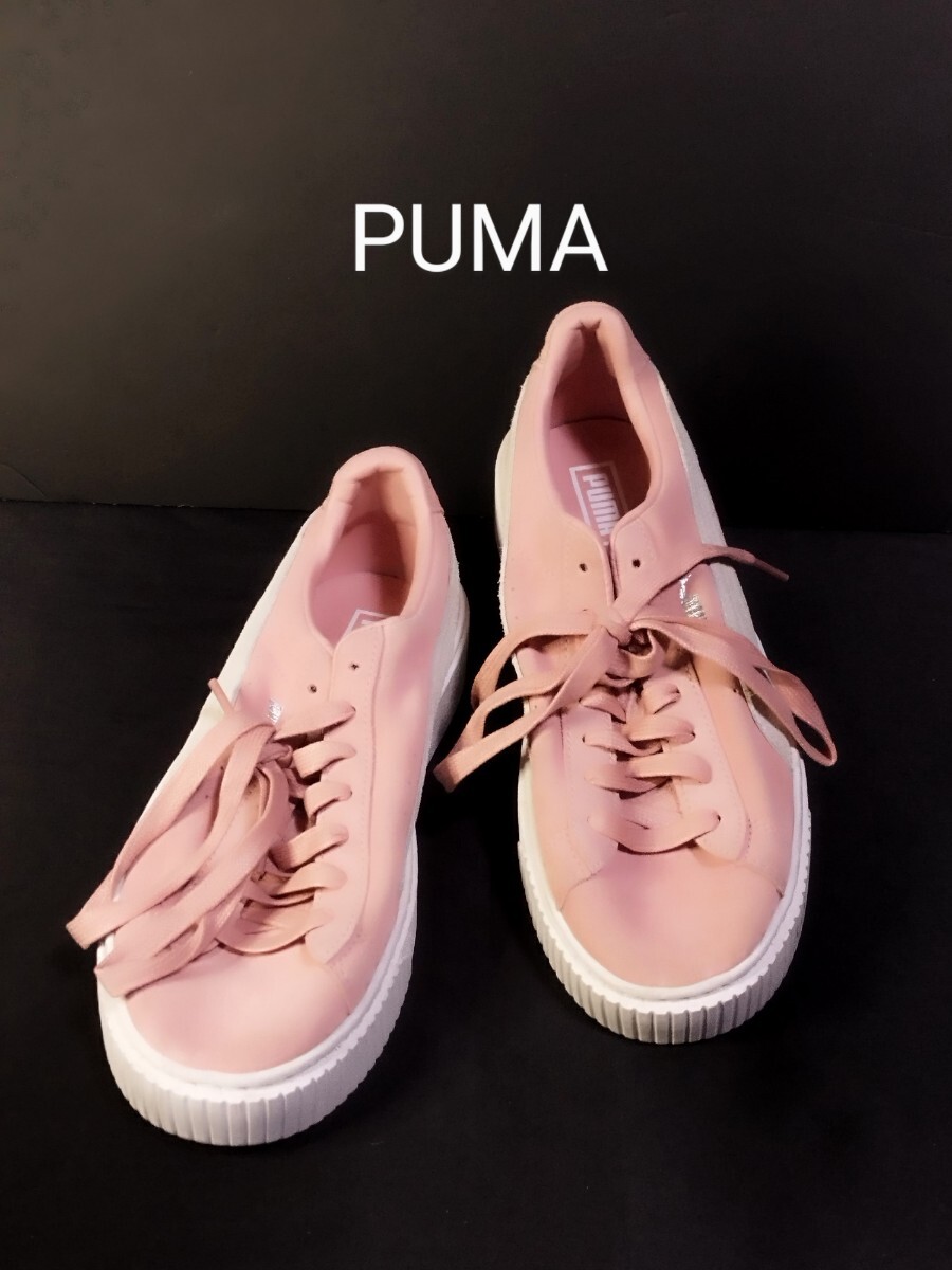 ★極美品 PUMA レディース スニーカー 24cm 正規品 ピンク 靴 運動靴 シューズ 厚底 白 ホワイト_画像9
