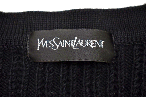 Y-7156★YSL YVES SAINT LAURENT イヴサンローラン★メンズ男性 正規品 日本製 黒色 ケーブル編み ウール ニットベスト ジレ L _画像6