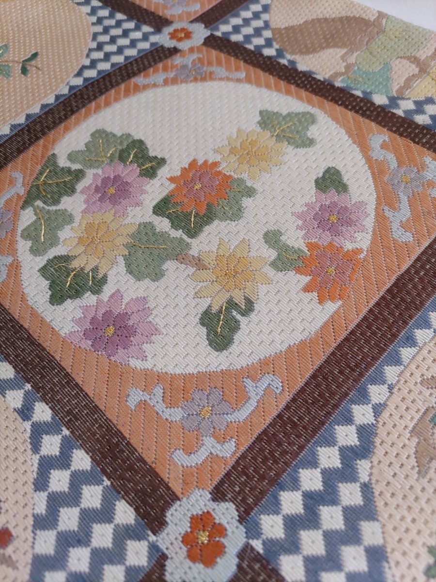 工芸袋帯　絽刺し　総刺繍　全通　未使用品　自己紹介欄必読_画像6