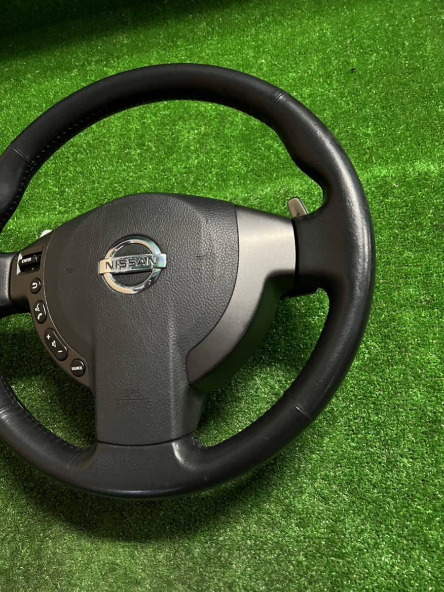  Nissan Lafesta B30 original leather leather steering wheel steering wheel horn pad attaching inflator less 