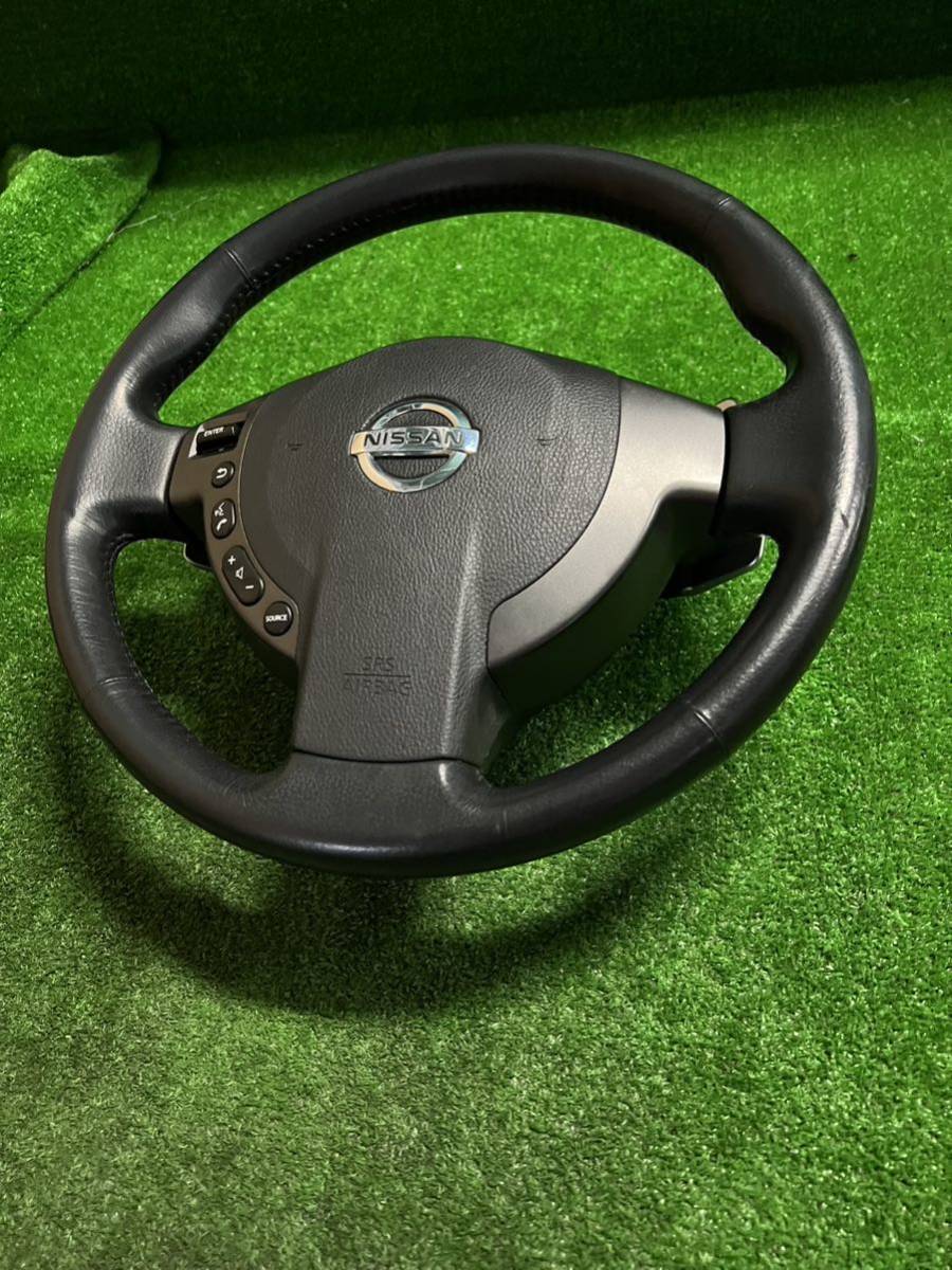  Nissan Lafesta B30 original leather leather steering wheel steering wheel horn pad attaching inflator less 