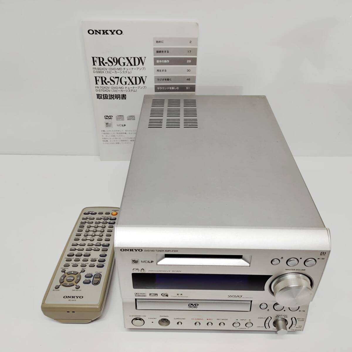 ●オンキョー FR-9GXDV DVD/MDチューナーアンプ ONKYO リモコン付き センターユニット 音響機器 オーディオ L1209の画像1
