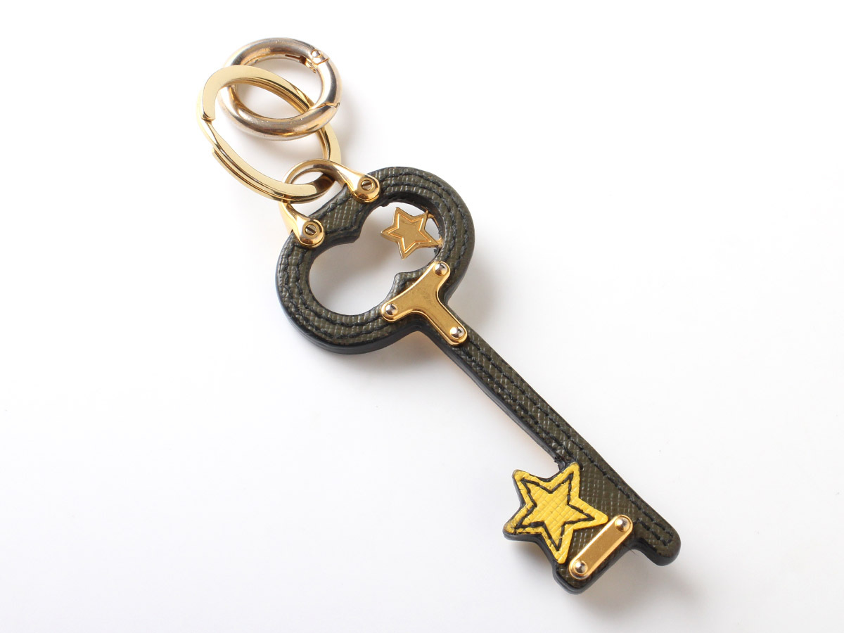 N16193 beautiful goods PRADA Prada key holder Star safia-no khaki × Gold key key ring star charm 