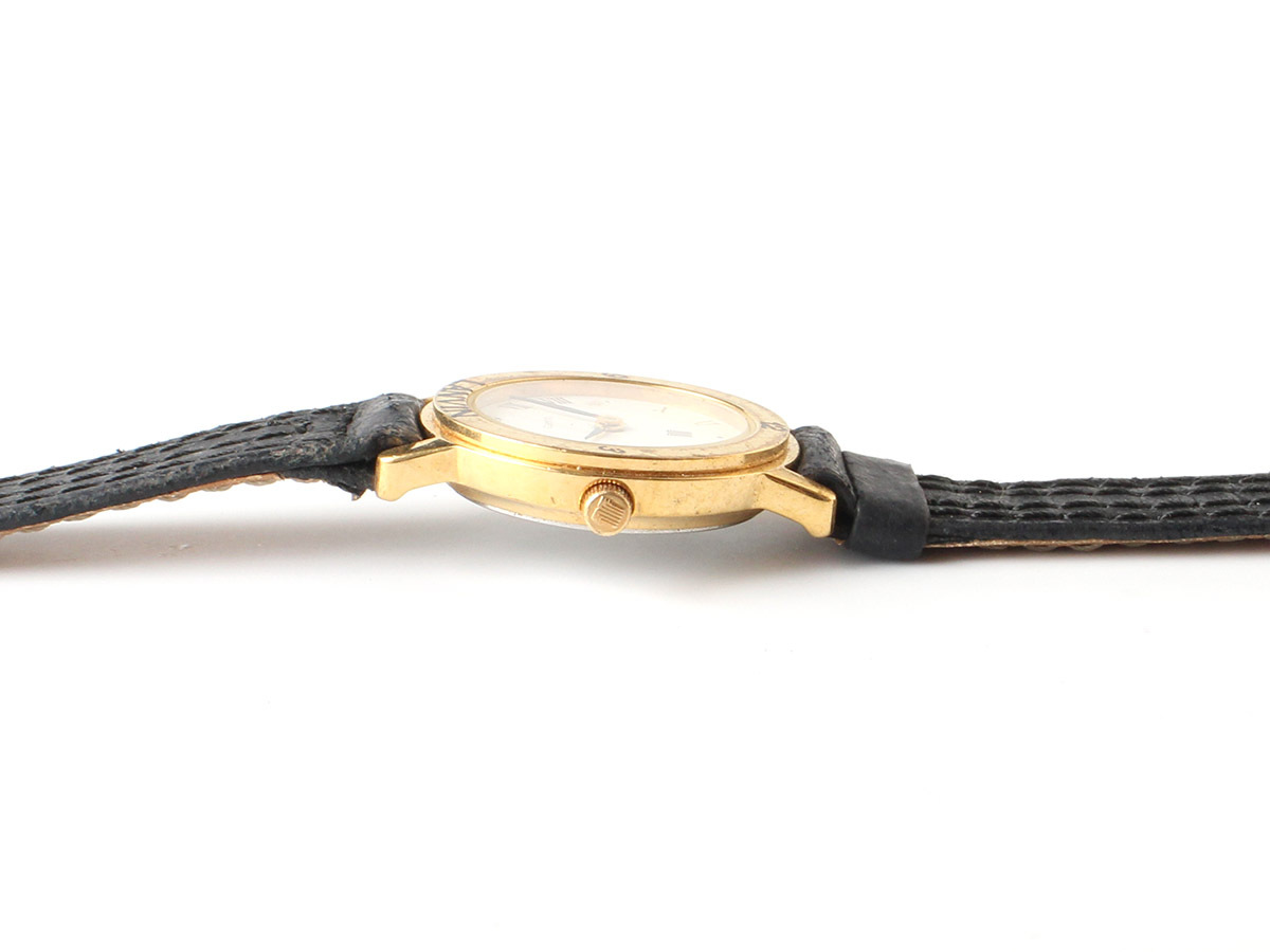 E15767 LANVIN ランバン 57050 腕時計 ブラック×ゴールド 文字盤：ホワイト フランス製の画像4