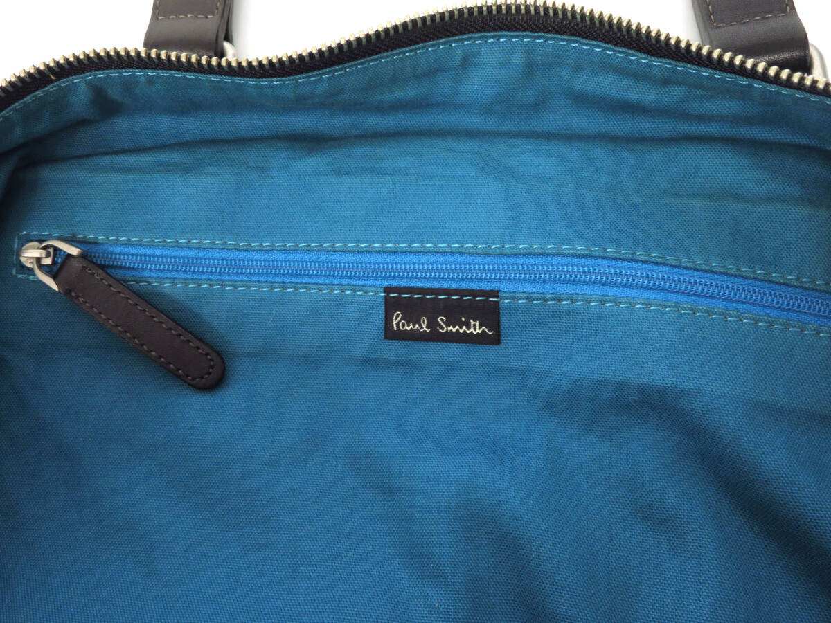 16458 Paul Smith Paul Smith center line stripe S metal fittings Cross × leather 2WAY shoulder .. tote bag Boston bag bag black men's 