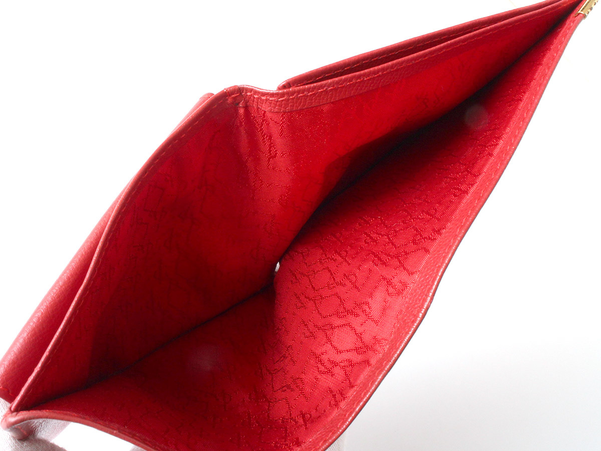 E16302 美品 Yves Saint Laurent イヴサンローラン YSLロゴ 二つ折り 財布 レザー ヴィンテージ 本革 レッド 赤 ウォレット ゴールド金具_画像6