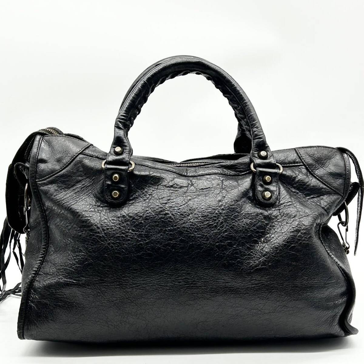 * высококлассный *BALENCIAGA Balenciaga 2way ручная сумочка большая сумка сумка на плечо сумка портфель City кожа плечо .. возможно чёрный черный 