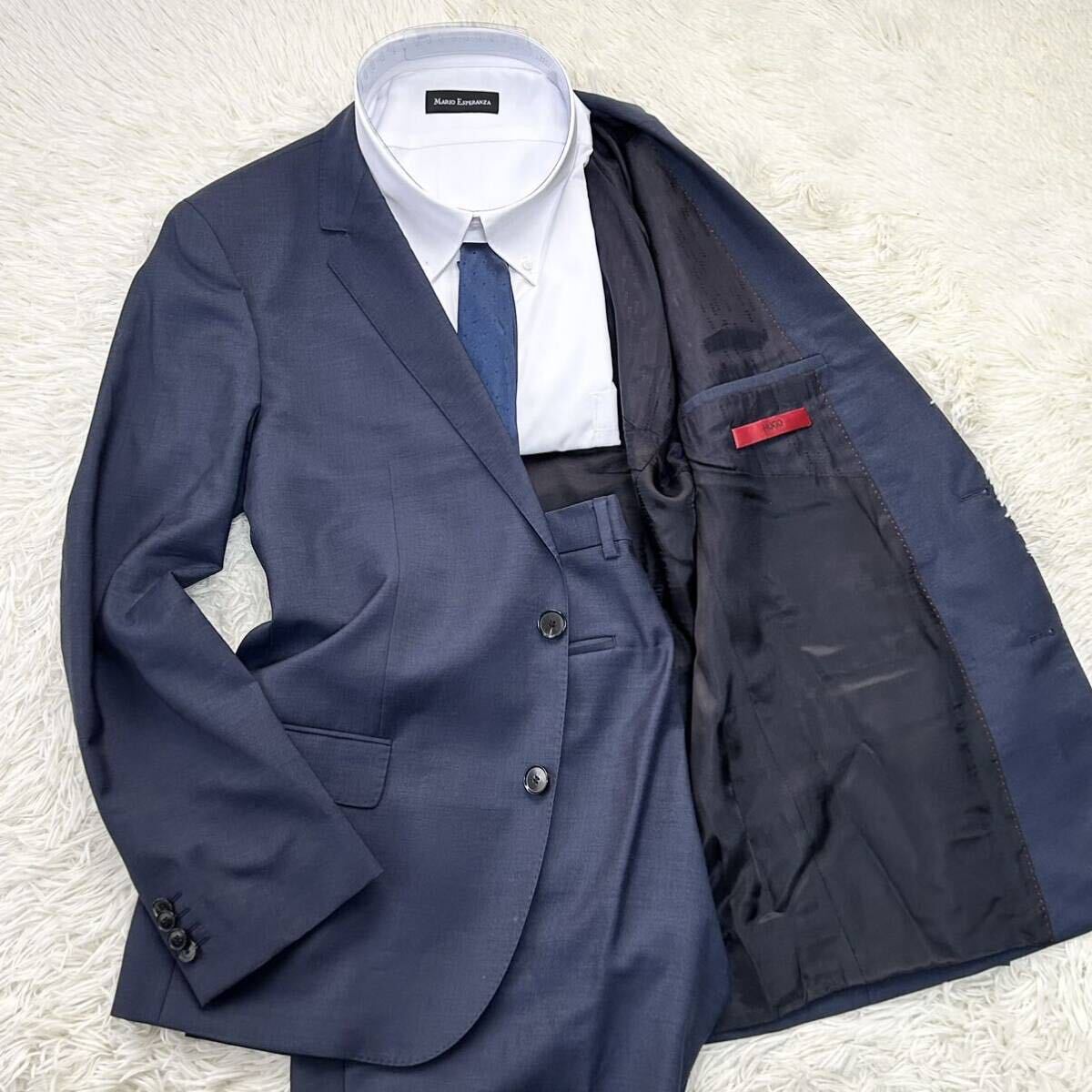 ●現行 赤タグ XLサイズ●HUGO BOSS ヒューゴボス スーツ セットアップ ジャケット パンツ ビジネス シングル 2B 52 紺 ネイビーの画像1