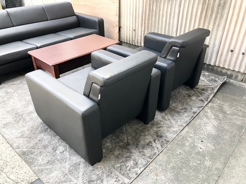 [ the US armed forces discharge goods ] reception 4 point set 3 seater . sofa ×1 legs /1 seater . sofa ×2 legs / table ×1 legs imitation leather sofa chair chair (220/E/F) BC27MM-2#24