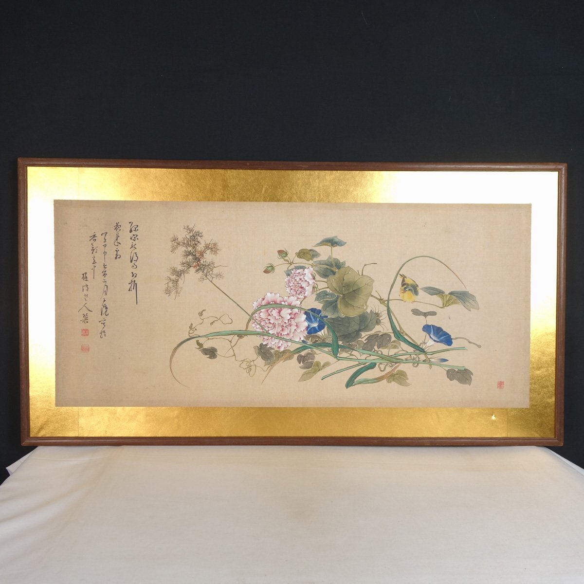 整理品 【模写】 蔵壷◆『花鳥図 扁額』 1額 古筆 古文書 古書 日本画 花鳥画 中国絵画_画像2