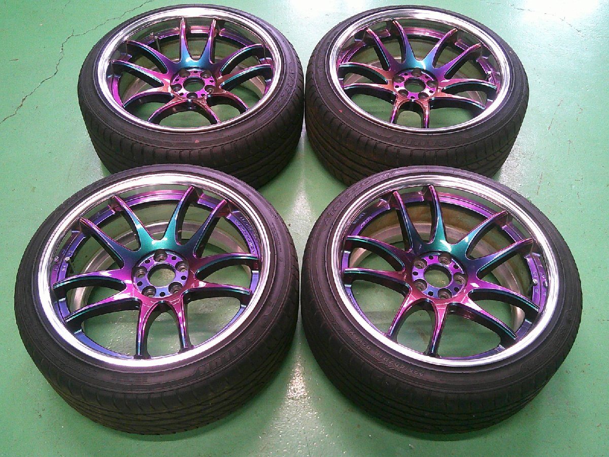 【個人宅配不可】中古 WORK EMOTION CR2P 18x9.5J 5H 100 ARK / SAILUN 225/40R18 2022年製造 サマータイヤ 4本セット (棚1510-C204)の画像1