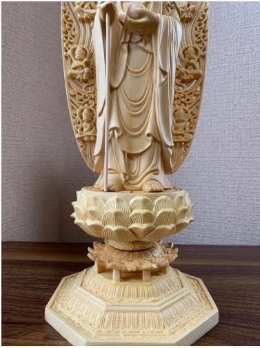 最新作 仏像 彫刻 木彫 地蔵菩薩像 檜木 高43cmの画像2