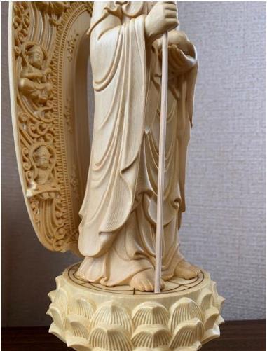 最新作 仏像 彫刻 木彫 地蔵菩薩像 檜木 高43cmの画像4