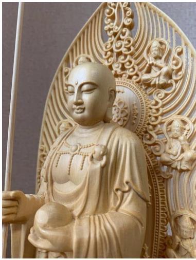 最新作 仏像 彫刻 木彫 地蔵菩薩像 檜木 高43cmの画像5
