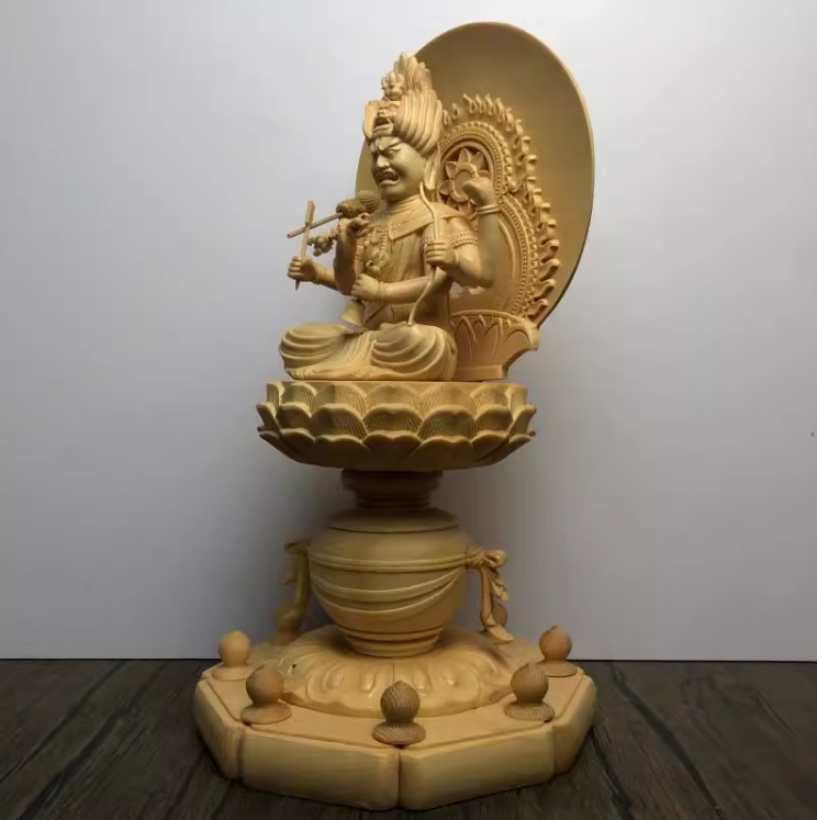 極上品 愛染明王像 最新作 総檜材 木彫仏像 仏教美術 精密細工_画像4