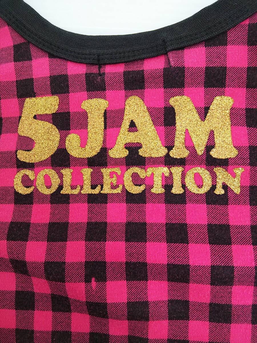 【値下げ！即決！お買得！】★5JAM★子供服　長袖カットソー　チュニック　Tシャツ　黒　ピンク×黒のチェック　金文字　120㎝_画像5