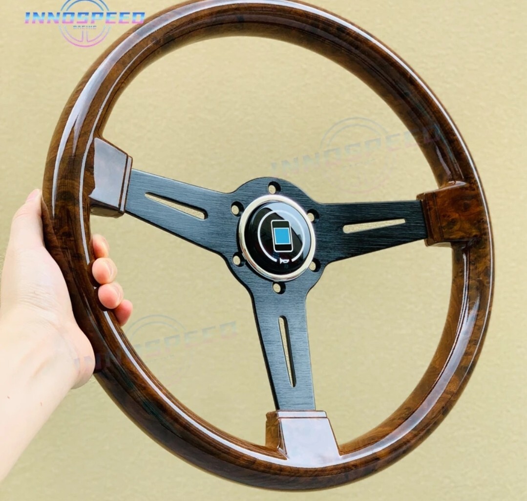  new goods * wooden steering wheel wood & black spoke 350mm14 -inch automobile racing sport steering wheel steering wheel exchange 