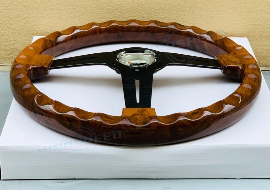  new goods * wooden steering wheel wood & black spoke 350mm14 -inch automobile racing sport steering wheel steering wheel exchange 
