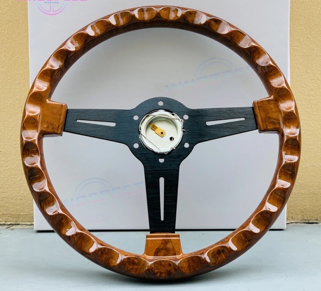  new goods * wooden steering wheel wood & black spoke 350mm14 -inch automobile racing sport steering wheel steering wheel exchange 