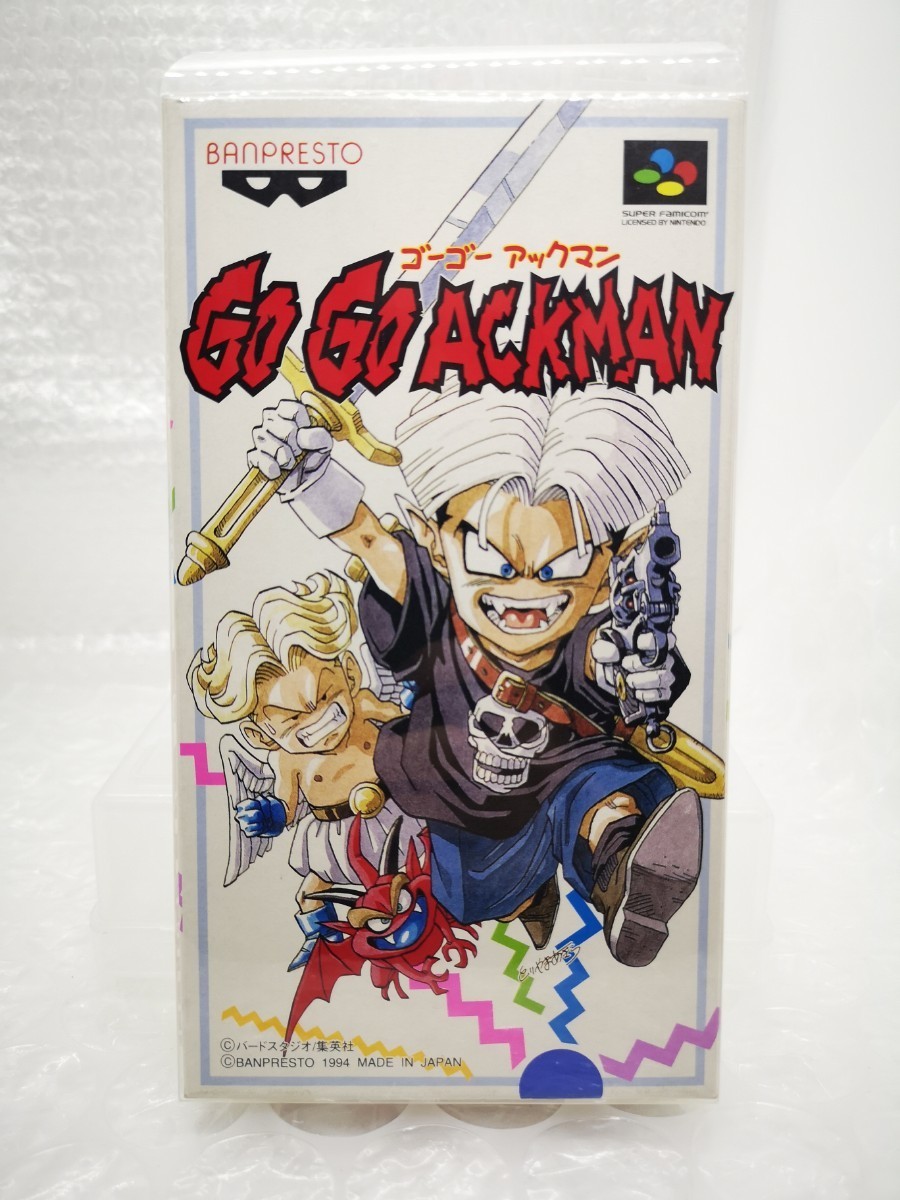 【美品・箱ハガキのみ◆SFC ゴーゴーアックマン GO GO ACKMAN クリア保護ケース付き 他にも出品中、※匿名・同梱可 】/Pの画像1