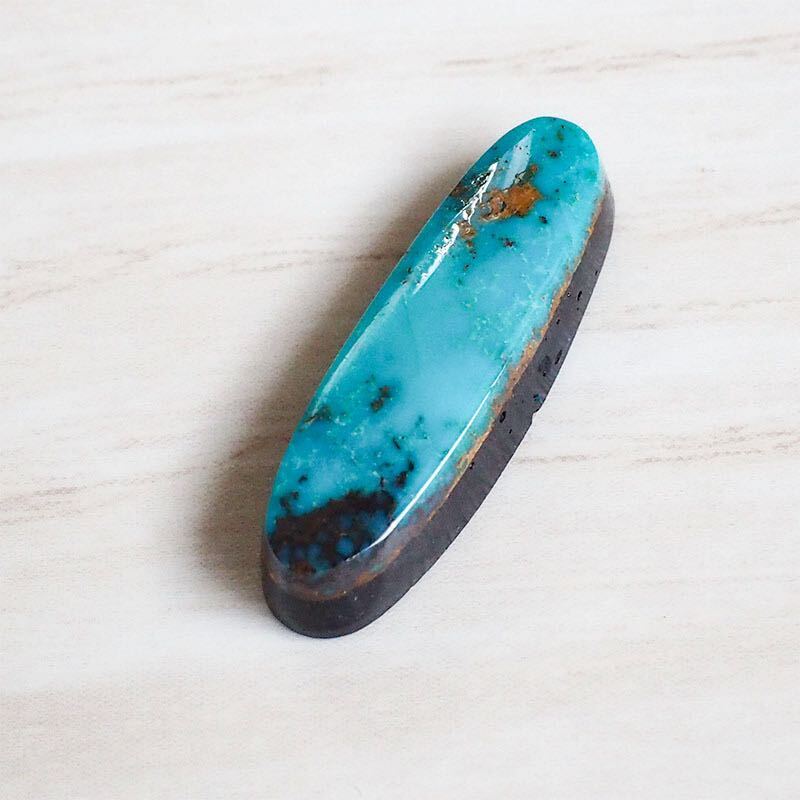 Pilot Mountain Turquoise パイロットマウンテン　トルコ石　4.4ct ターコイズ　カボション ルース　彫金　シルバーアクセサリー　#254