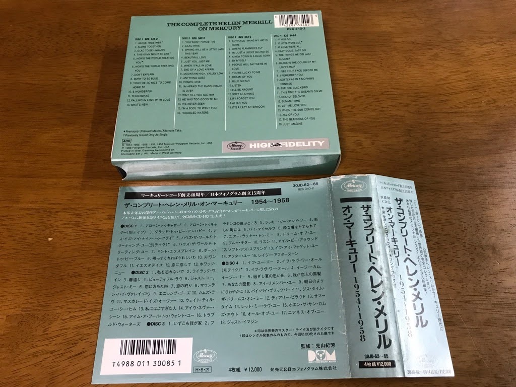 K6/4枚組CD ザ・コンプリート・ヘレン・メリル オン・マーキュリー 1954～1958 30JD-62～65(826 340-2) 帯付き ※日本語ブックレットなし_画像2