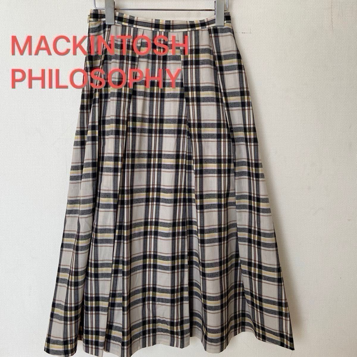 Mackintosh Philosophy マキシ丈　スカート　38 ウェスト64cm チェック　ロング　フレア