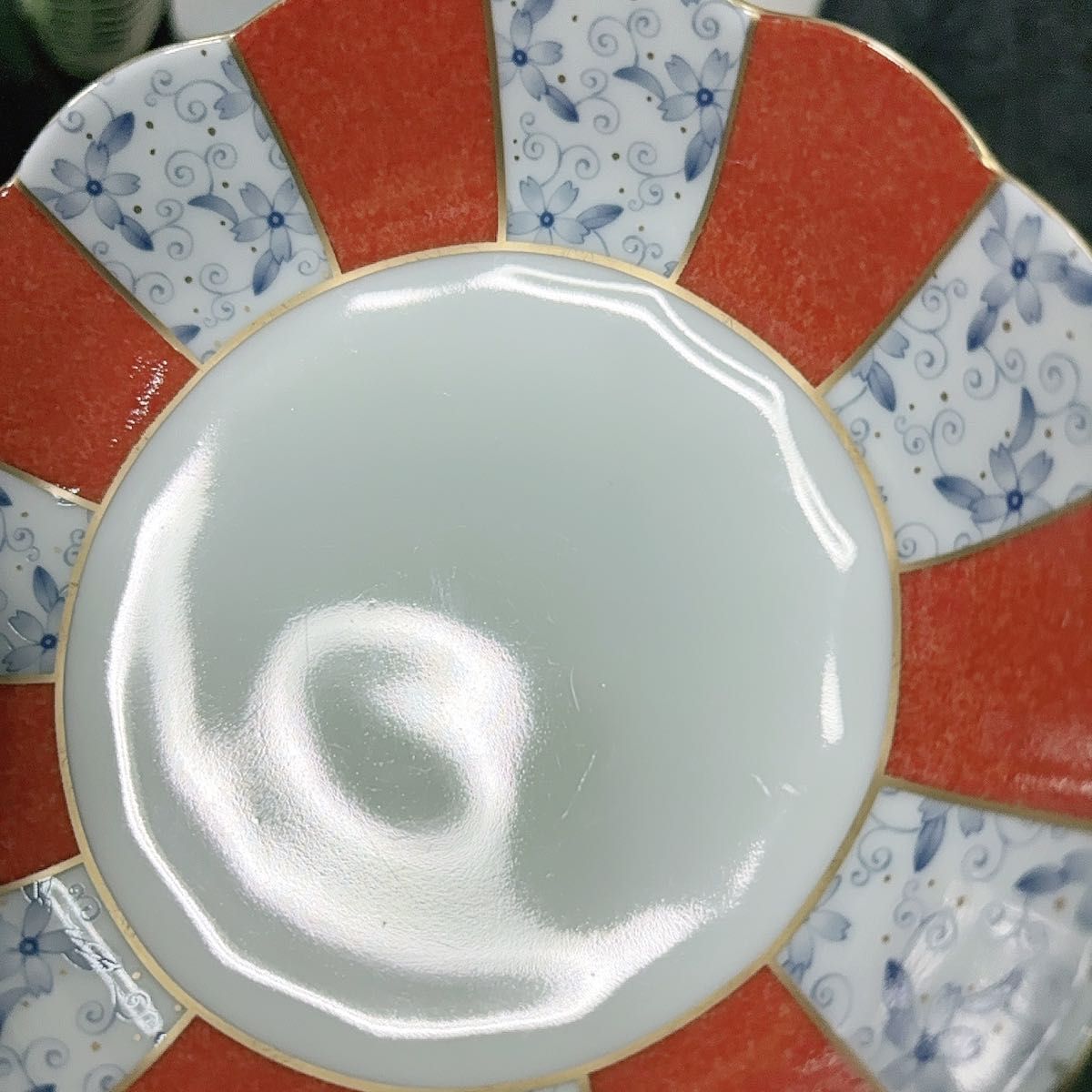 香蘭社　フルール　小鉢揃　小皿5個セット　榛摺赤地紋　菓子鉢　金彩 お皿 プレート