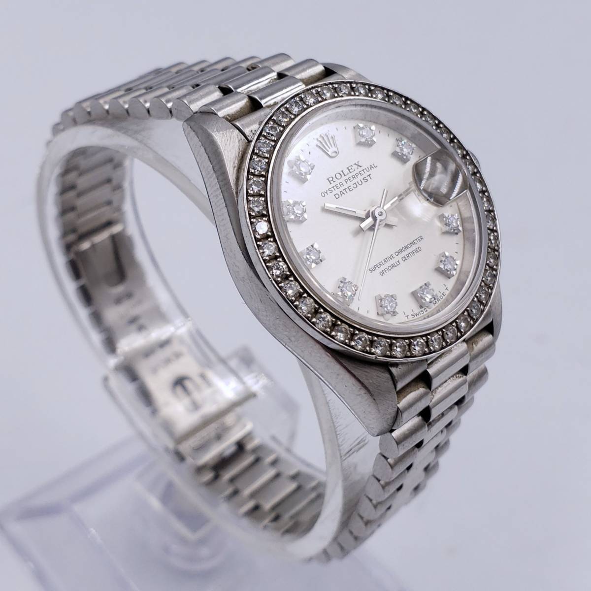 N042-51/MM750000 腕時計 ROLEX DATEJUST ロレックス デイトジャスト アフターダイヤ 69136 レディース カード付きの画像3