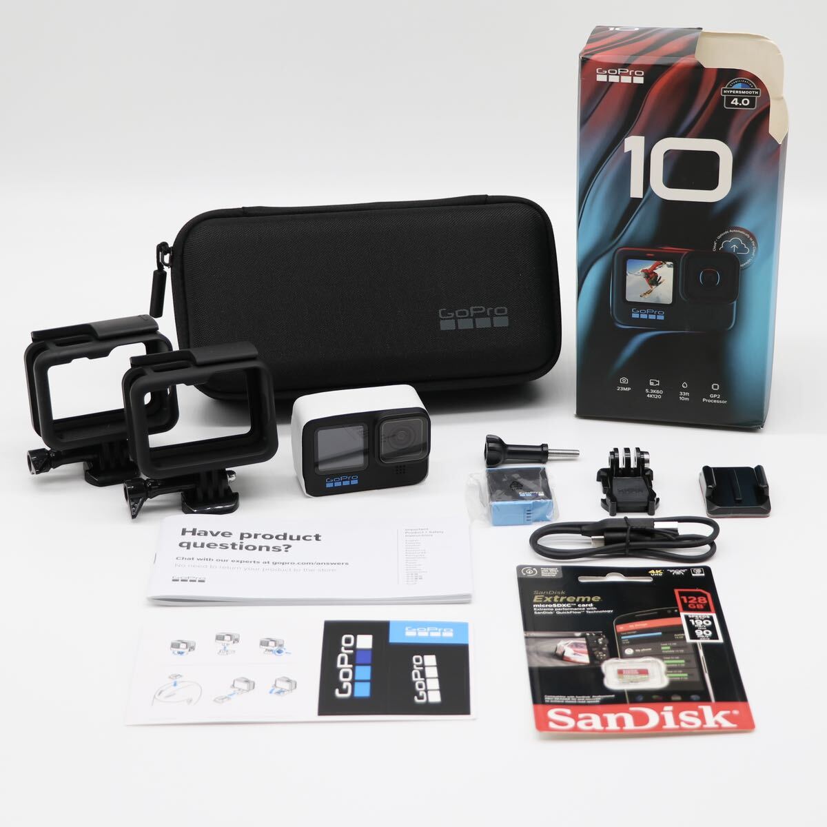 【中古・美品】 GoPro HERO10 SDカードセットBLACK CHDHX-101-FW 128GB microSD SanDisk アクションカム ゴープロ