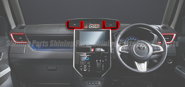 トヨタ M900A/M910A ルーミー 鏡面 エアコンカバー 4P ステンレス+ABS製 カスタムにも 検) デフロスター インテリア パネル ガーニッシュ_画像3